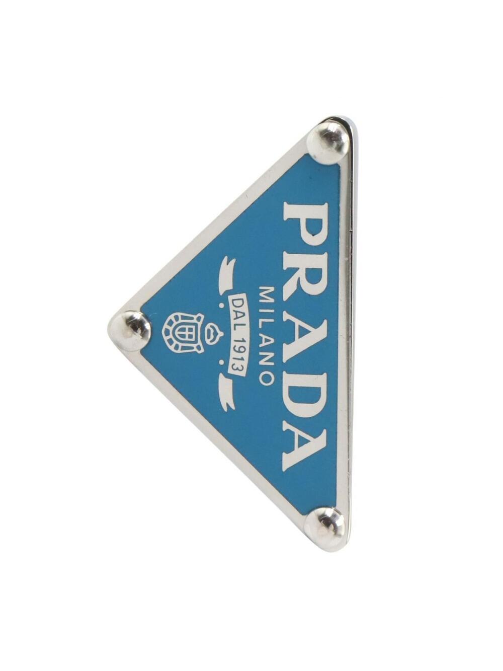 Prada Left Logo Earring Blue Used Women #280503P35B